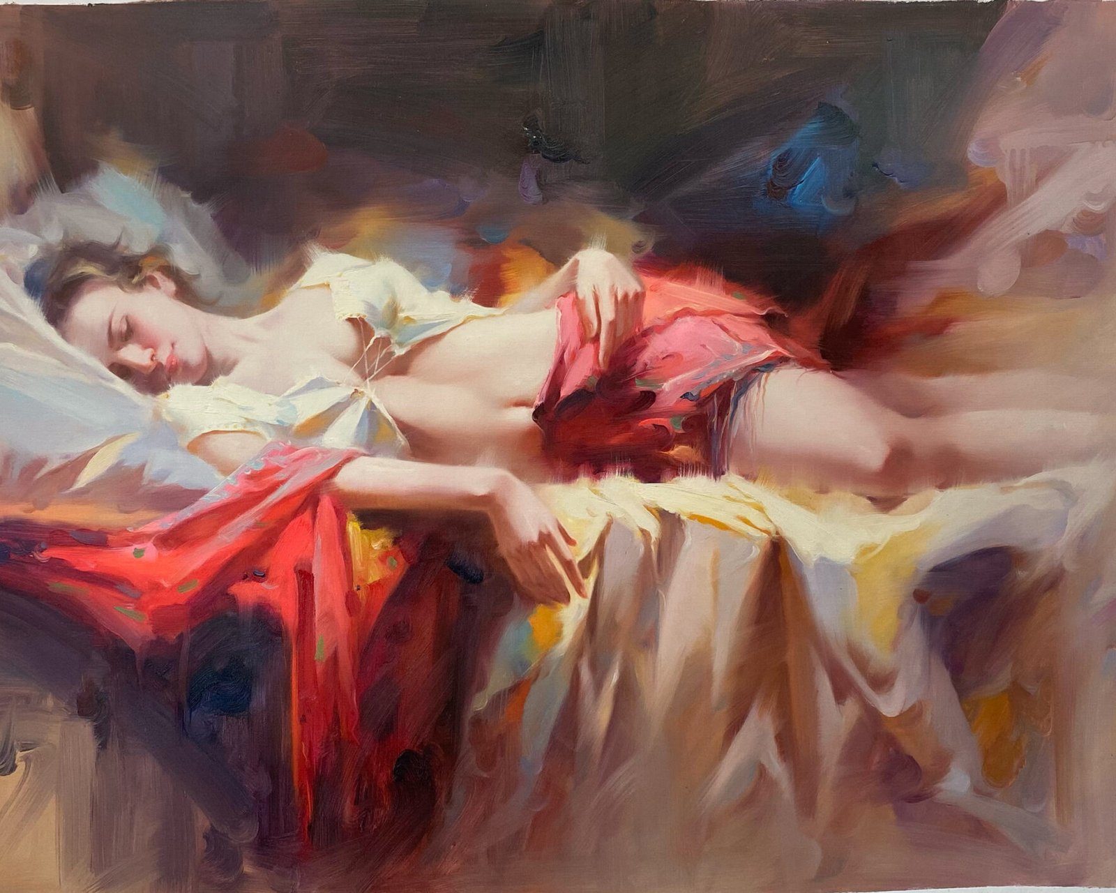 beautiful woman painting