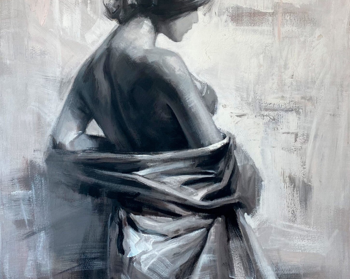 black and white woman painting